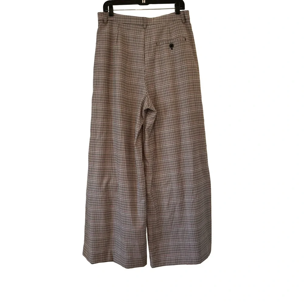 Maeve Anthropologie The Avery Pleated Wide-Leg Trousers: Plaid Edition, Sz 12 - Picture 5 of 13